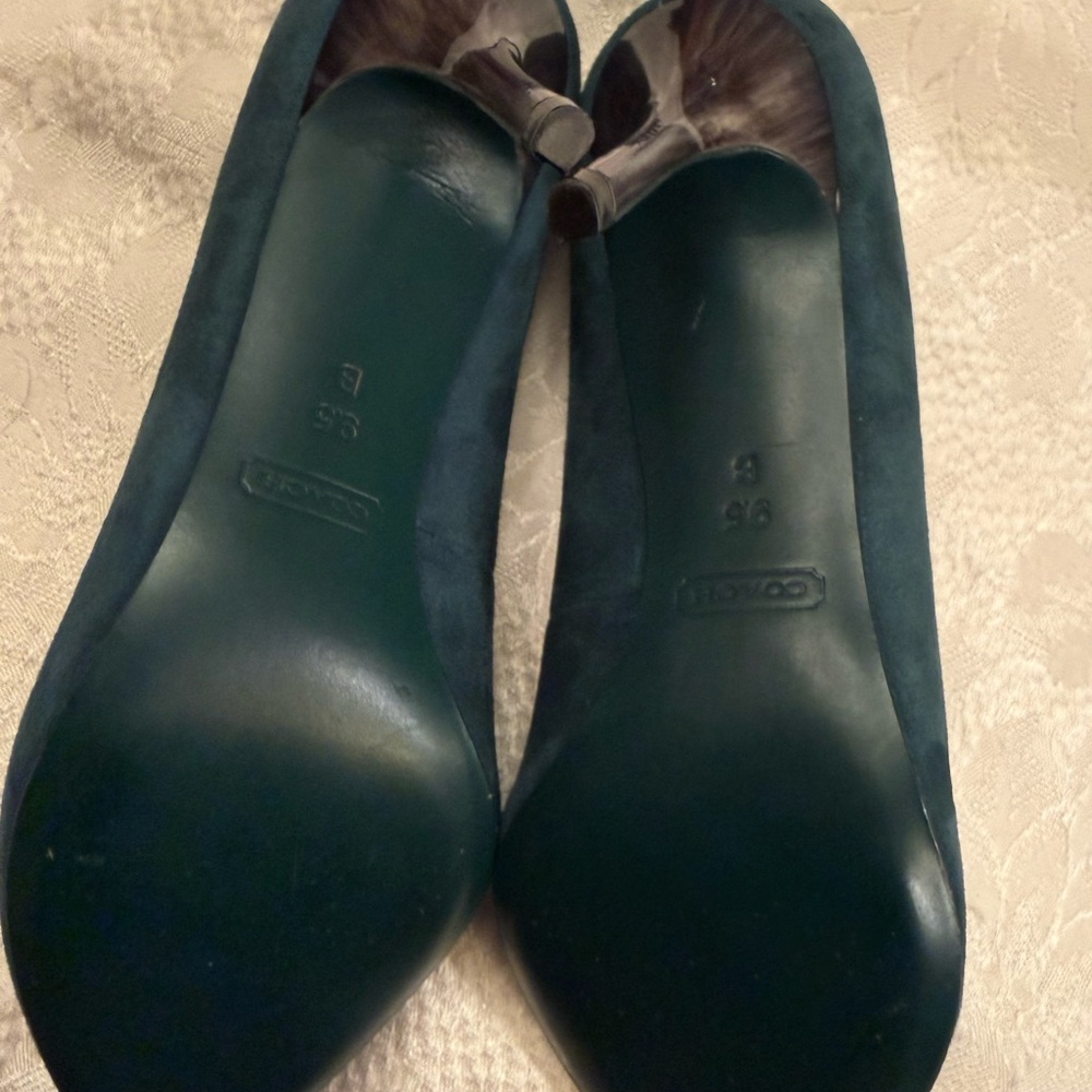 Coach Teal Suede Women's Pumps - Picture 5 of 13